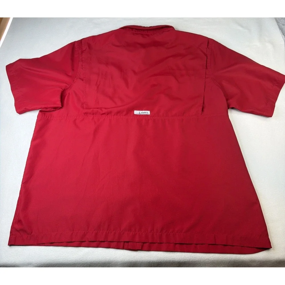 Habit Men's Fishing Shirt 2XL Brick Red Short Sleeve Vented UPF 40 Button Up - Picture 2 of 10